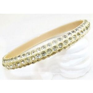 Ivory Celluloid Clear Rhinestone Sparkle Bracelet